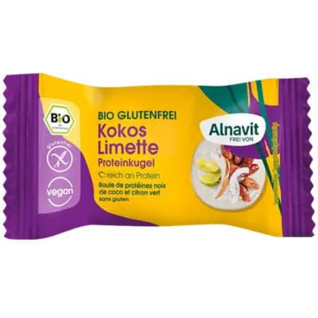 Biluta proteica cu lime si cocos fara gluten bio 24g Alnavit